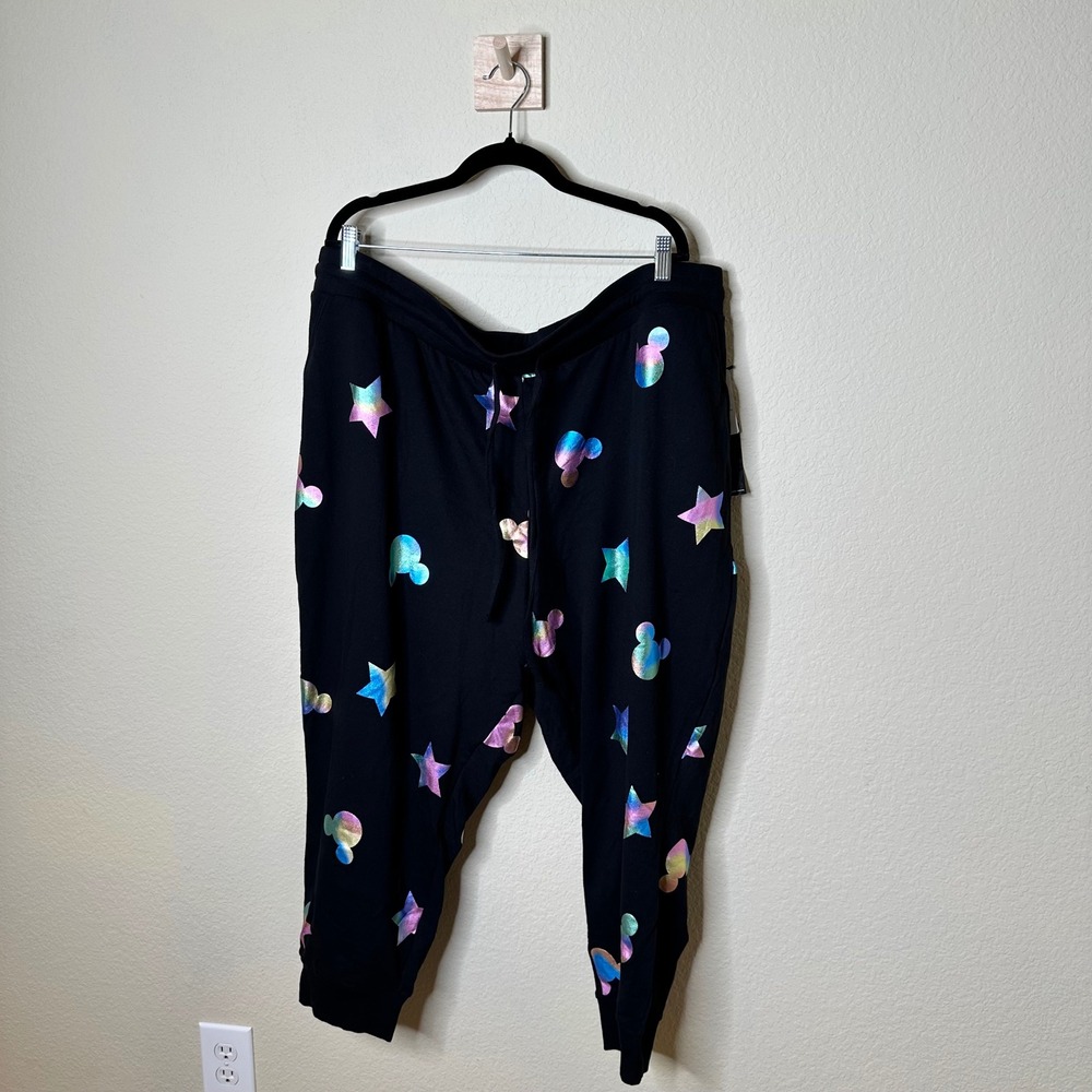 Torrid Disney Mickey Stars Foil Crop Jogger Black Plus Size 5 5X Celestial